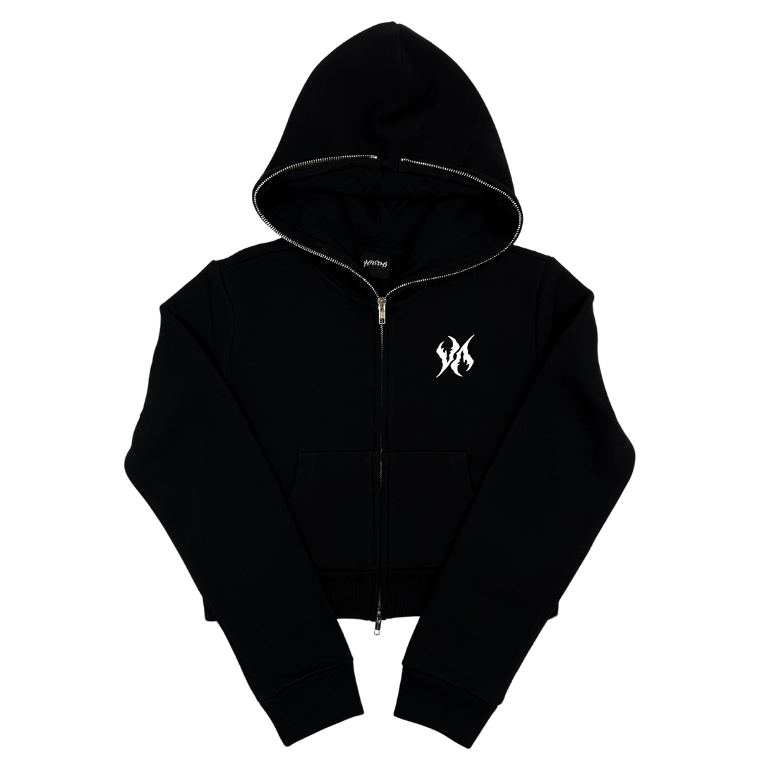 'VAKRA' CROPPED FULL-ZIP Essential Hoodie